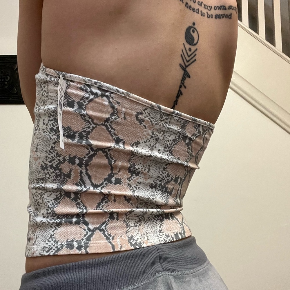 Light pink snakeskin halter top. - Picture 2 of 5